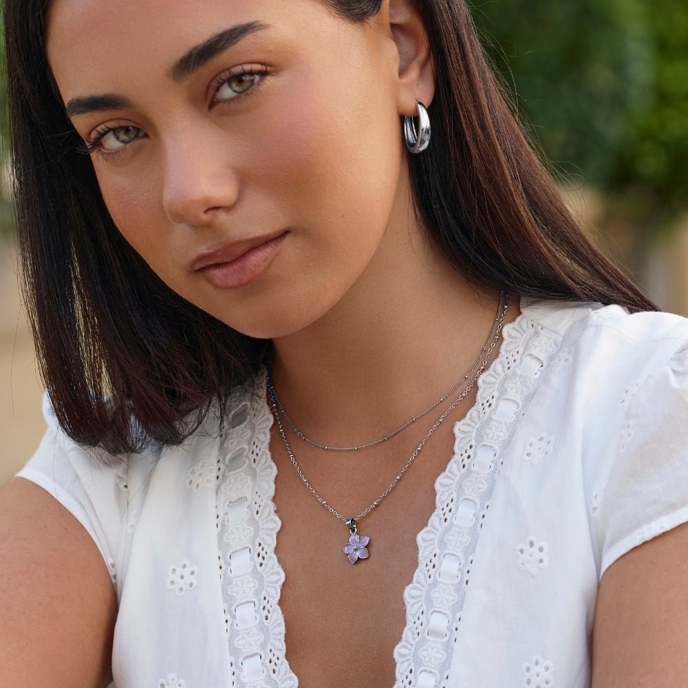 Purple Sakura Bloom Silver Necklace - Beautiful Earth Boutique