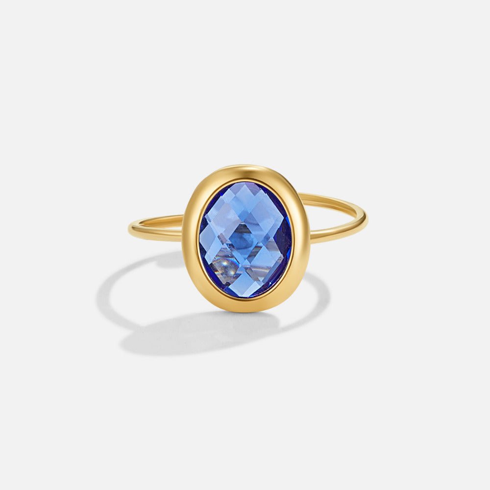 Sapphire Blue Crystal Gold Ring - Beautiful Earth Boutique