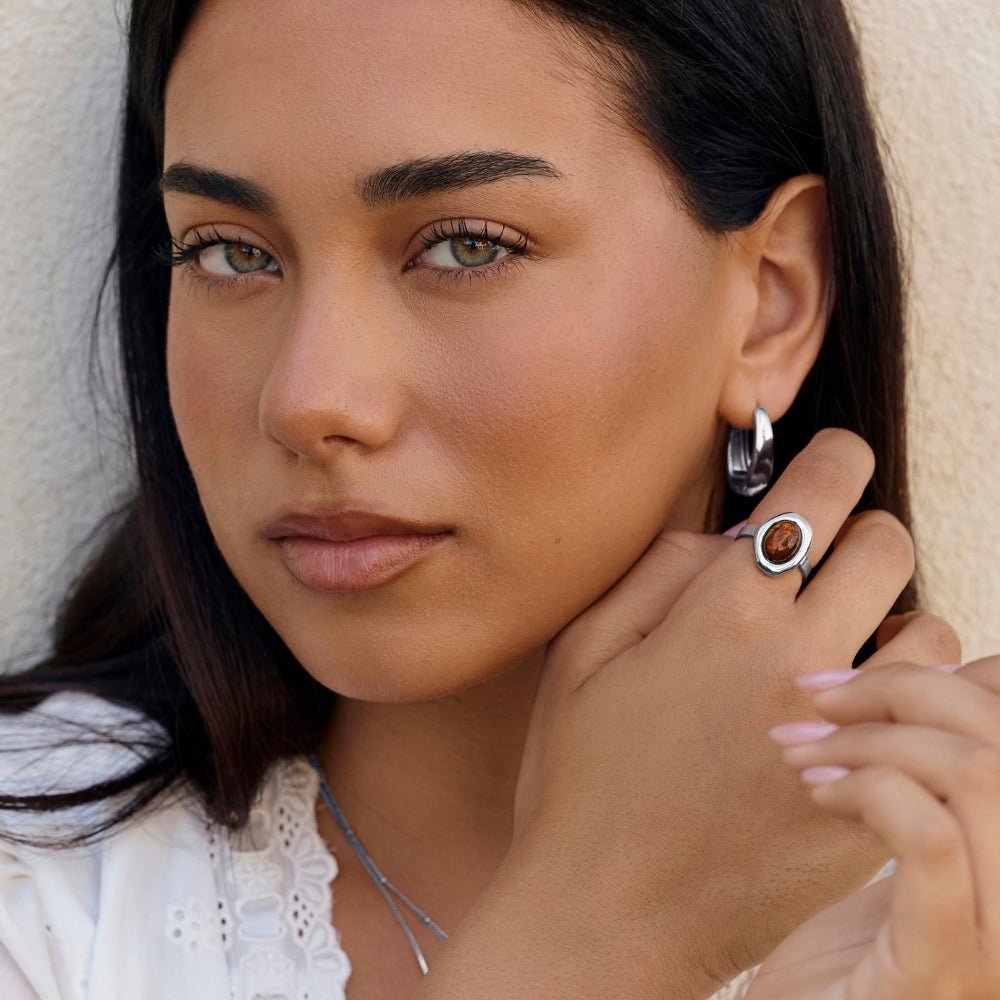 Silver Amber Ring - Beautiful Earth Boutique