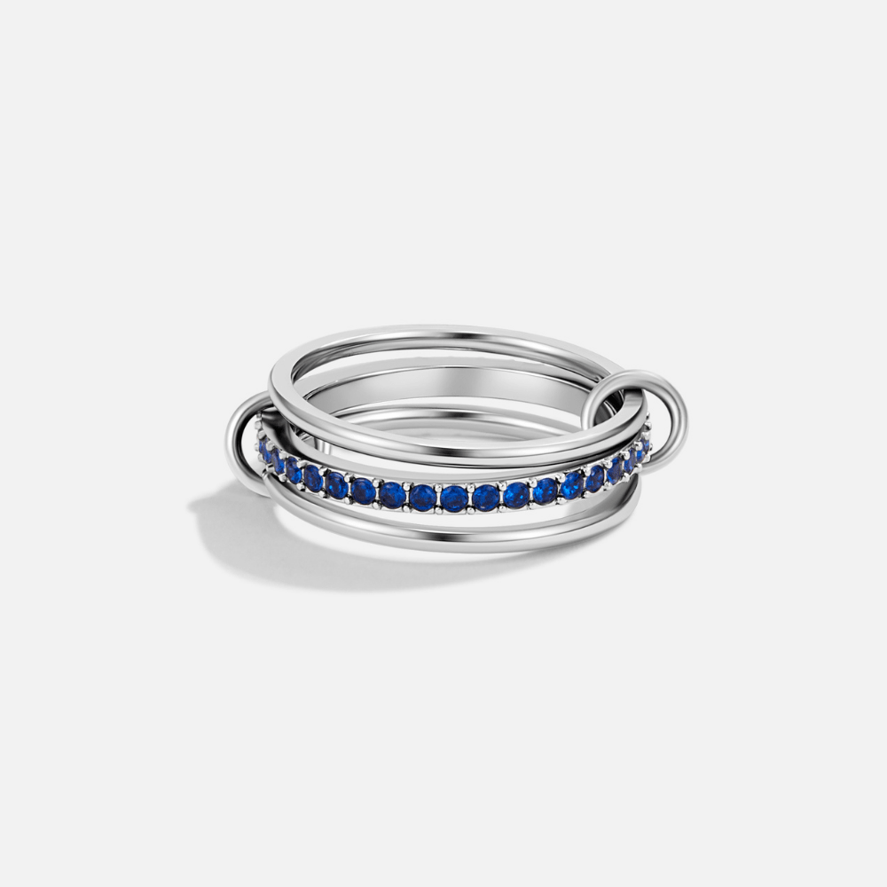 Silver Layered Kaili Blue Crystal Ring - Beautiful Earth Boutique