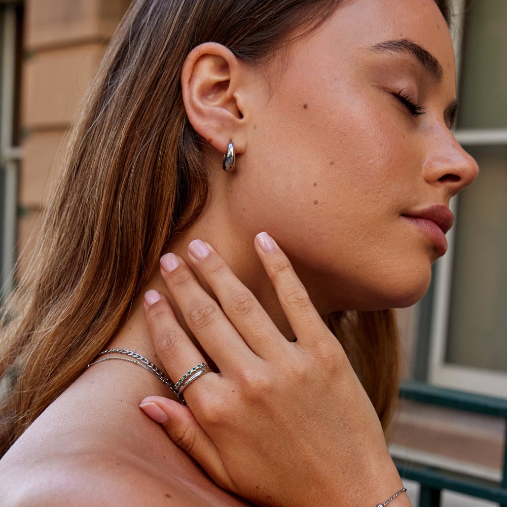 Silver Marissa Emerald Green Layered Ring - Beautiful Earth Boutique