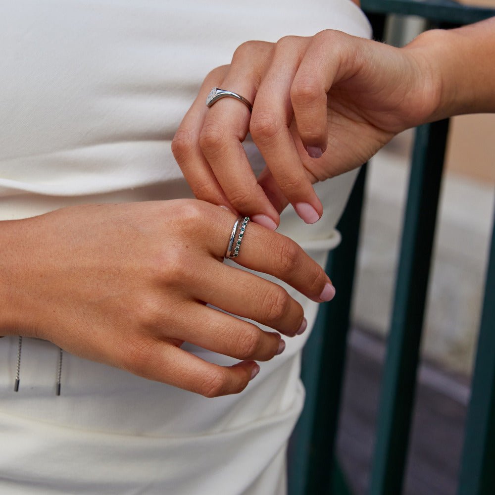 Silver Marissa Emerald Green Layered Ring - Beautiful Earth Boutique