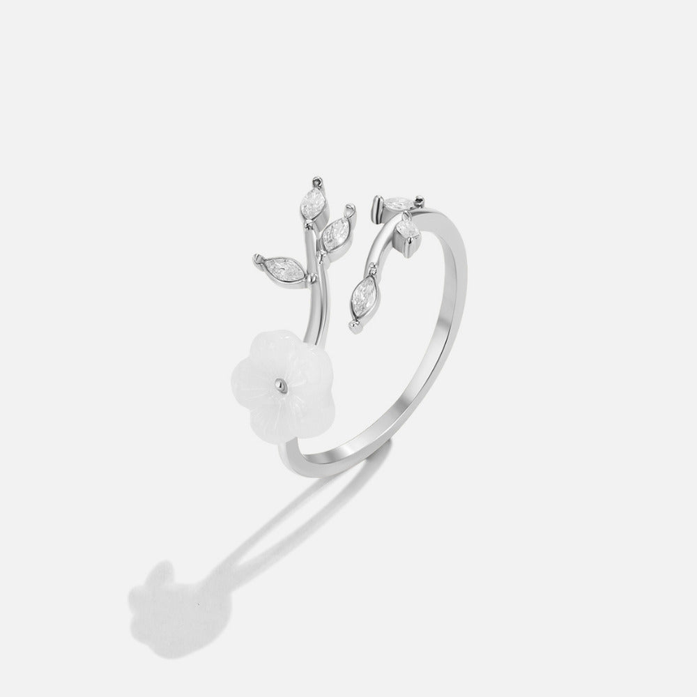 Silver White Blossom Flower Ring - Beautiful Earth Boutique