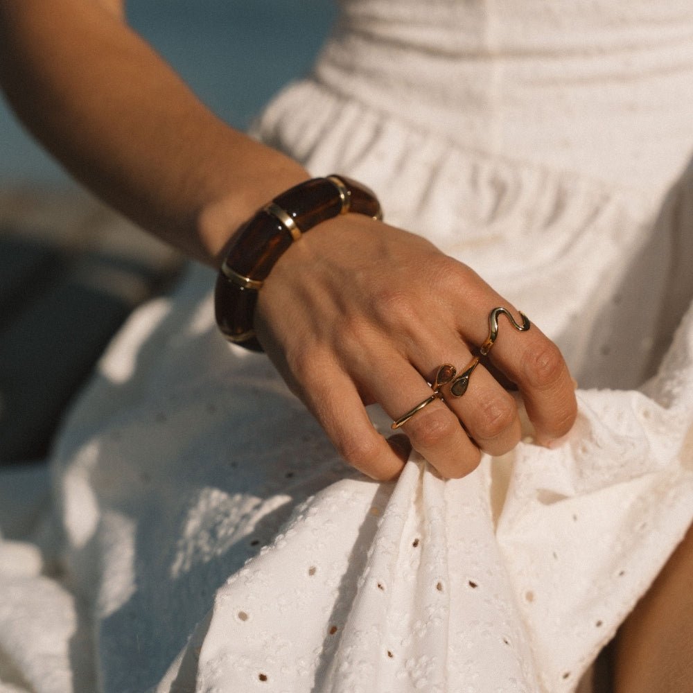 Tiger Eye Stone Wrap Ring - Beautiful Earth Boutique