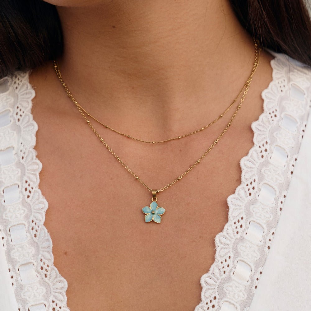 Turquoise Sakura Bloom Gold Necklace - Beautiful Earth Boutique