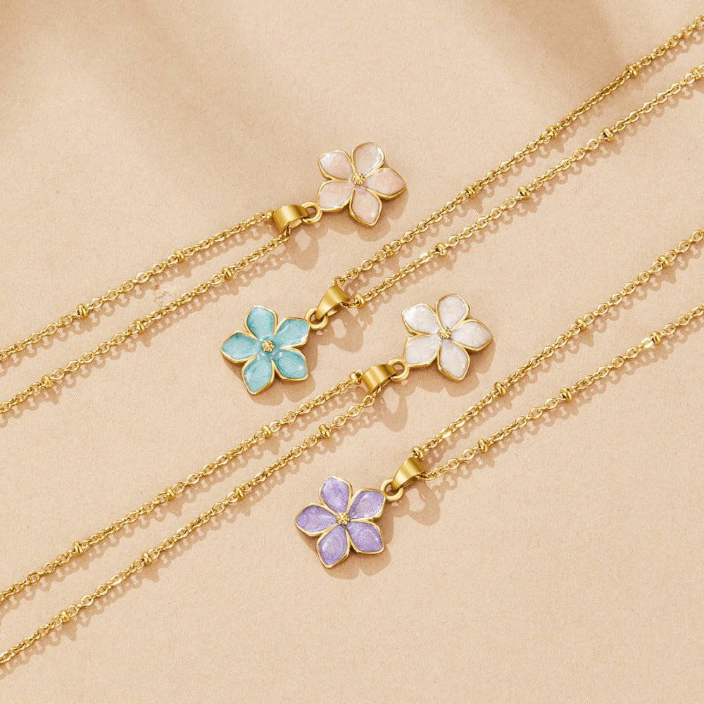 Turquoise Sakura Bloom Gold Necklace - Beautiful Earth Boutique
