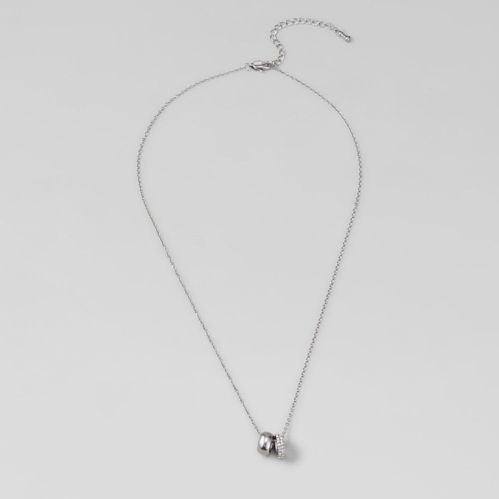 Twin Silver & Crystal Ring Pendant Necklace - Beautiful Earth Boutique
