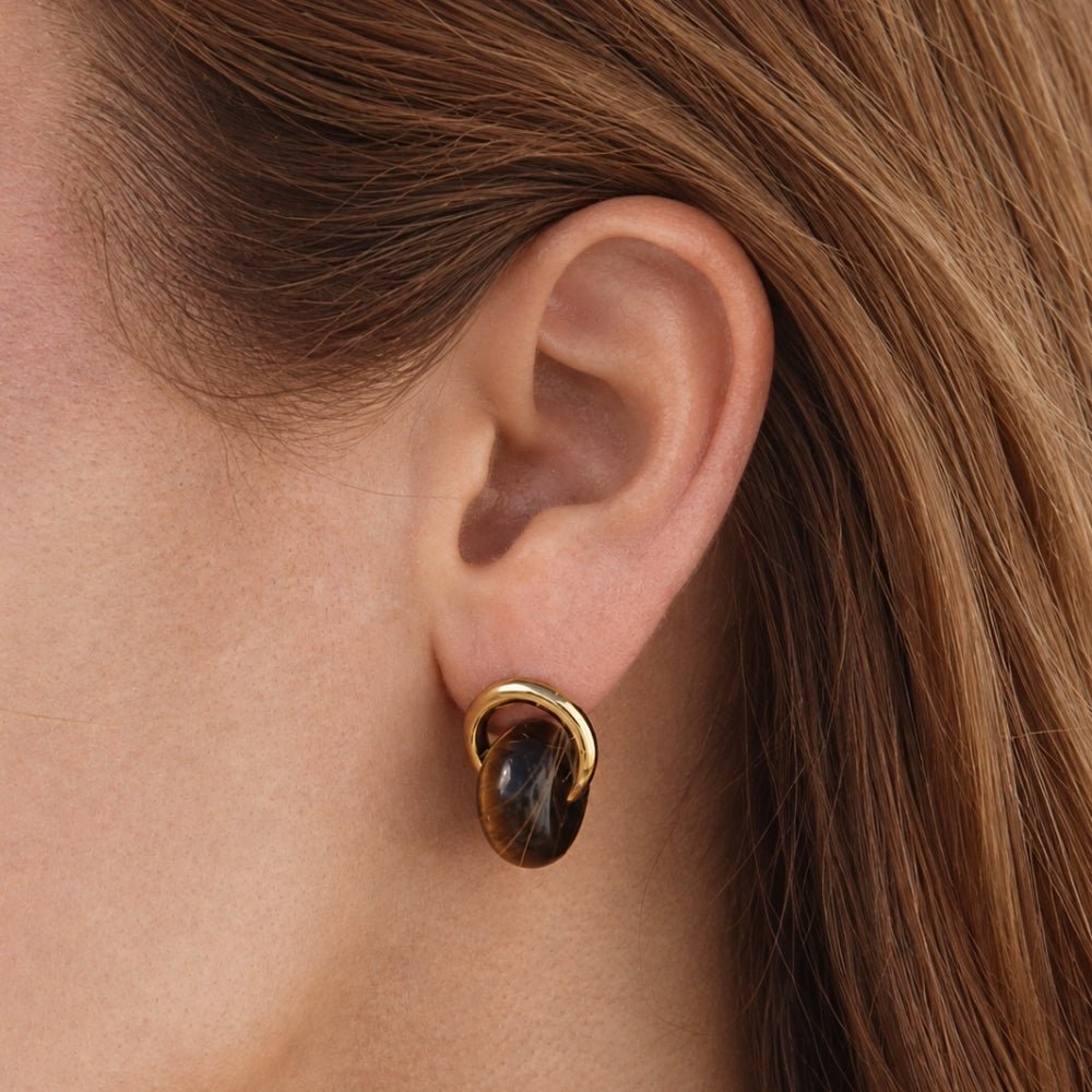Twisted Amber Gold Earrings - Beautiful Earth Boutique