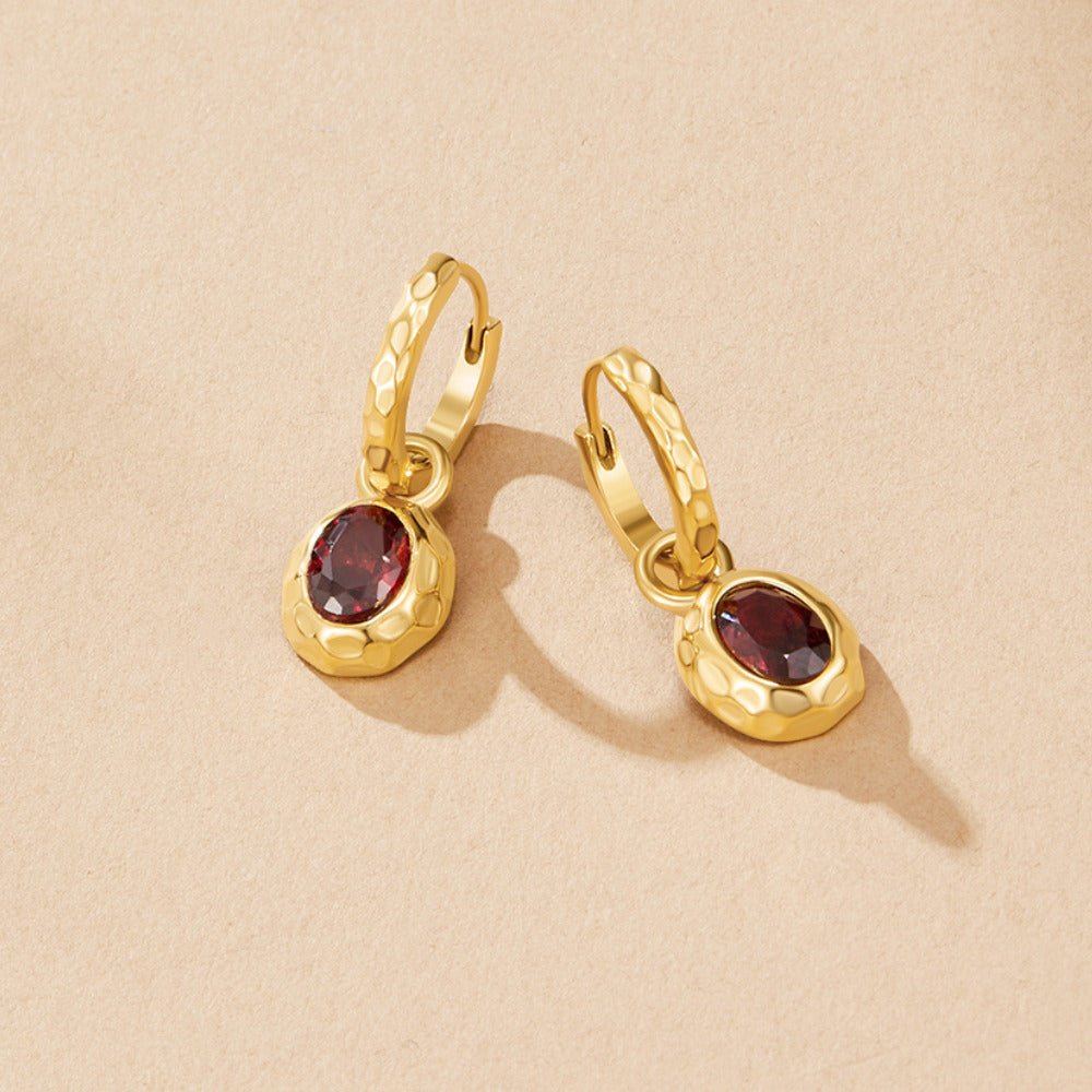 Vintage Garnet Hoop Earrings - Beautiful Earth Boutique