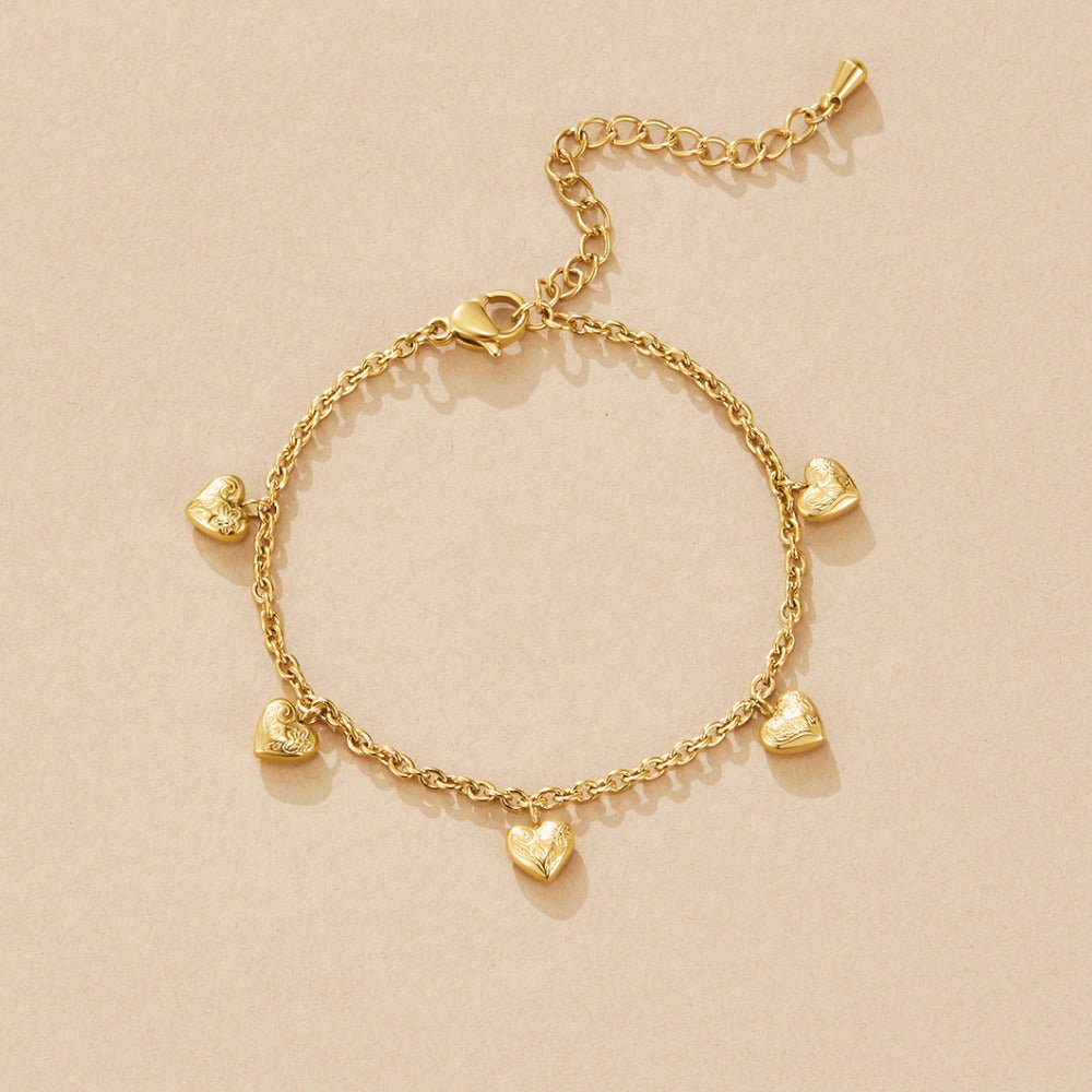 Vintage Gold Heart Charm Bracelet - Beautiful Earth Boutique
