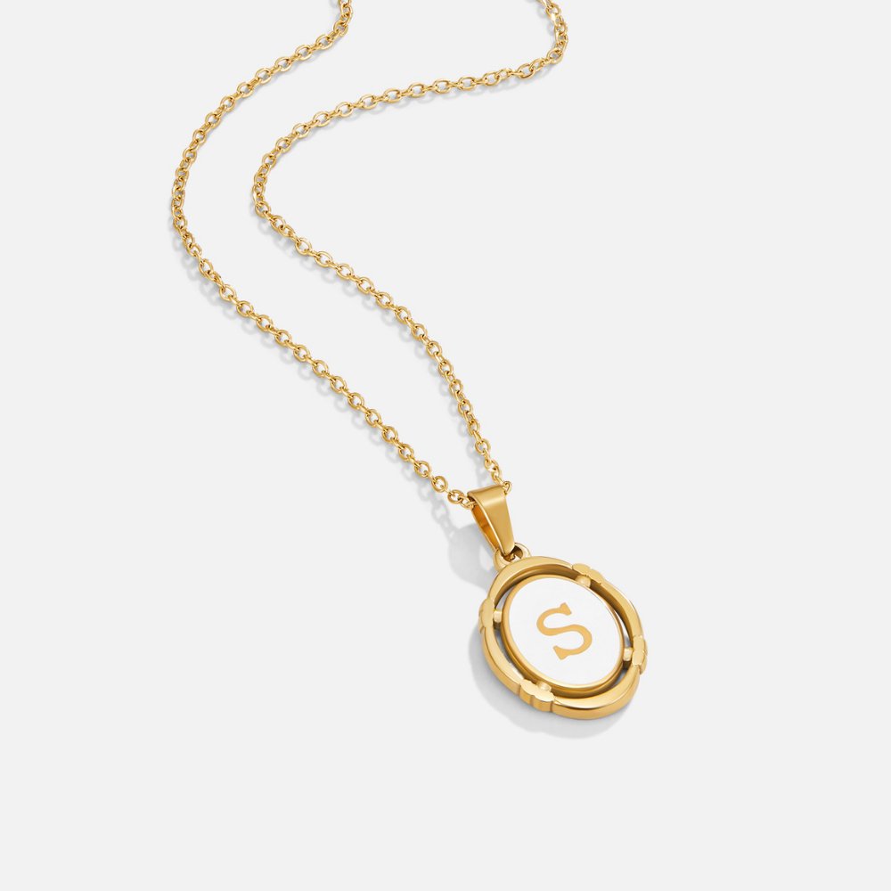 Vintage Gold Letter Necklace - Beautiful Earth Boutique