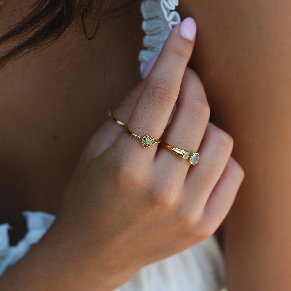 Vintage Lotus Flower Opal Ring - Beautiful Earth Boutique