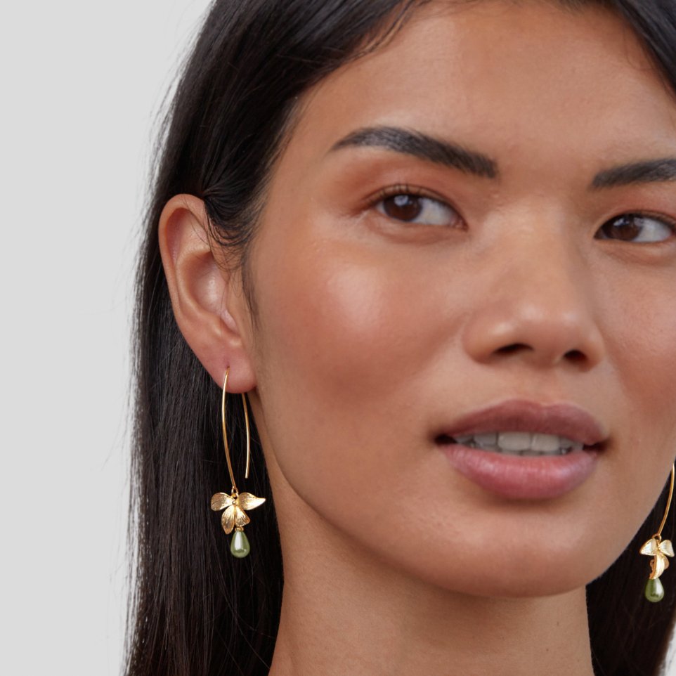 Jade Pearl & Petal Drop Earrings - Beautiful Earth Boutique
