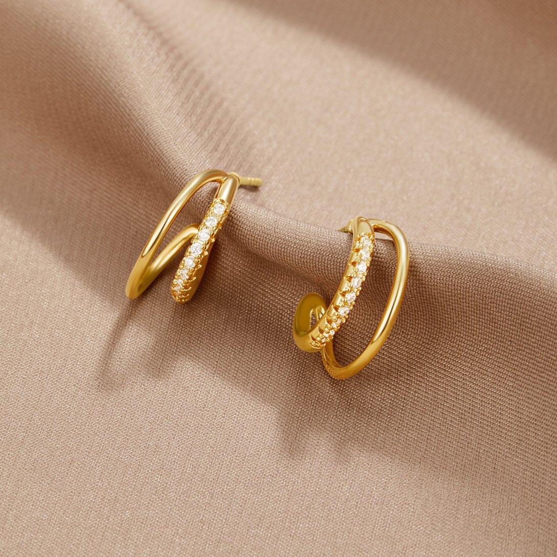 Leyla Crystal Double Hoop Earrings - Beautiful Earth Boutique