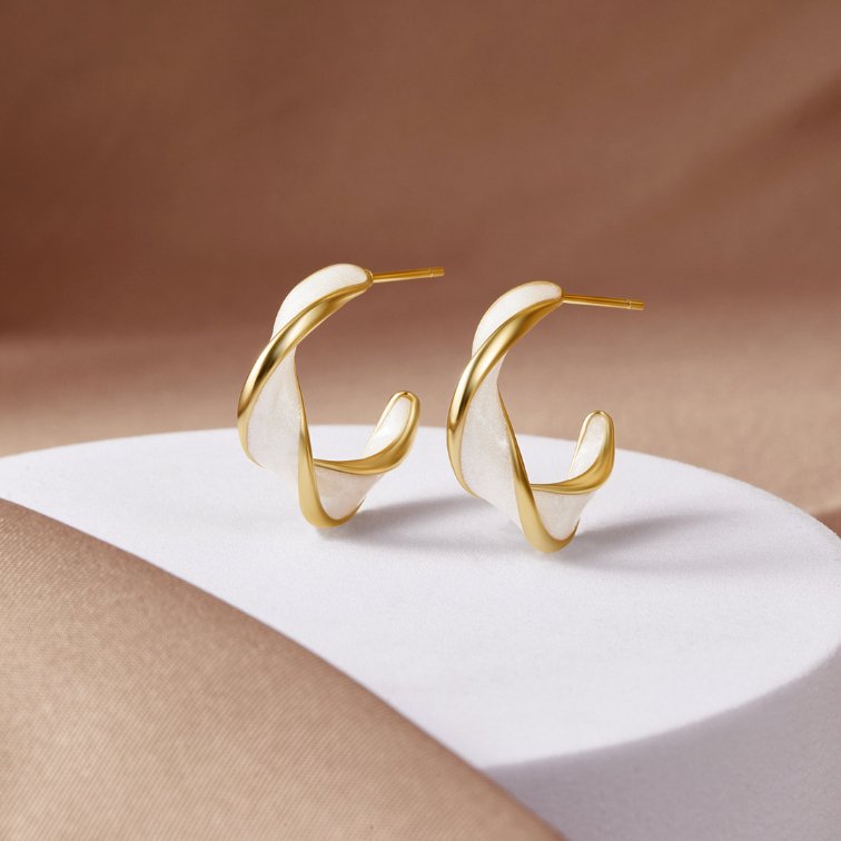 Mother of Pearl Twist Hoop Earrings - Beautiful Earth Boutique