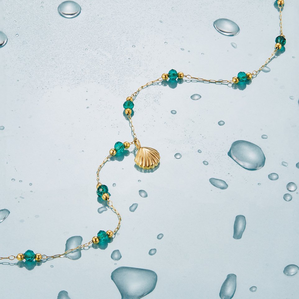 Nerissa Gold Shell & Green Bead Necklace - Beautiful Earth Boutique